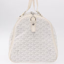 GOYARD Herringbone Boeing 55 Boston Bag PVC White Silver Auth 187047A-4