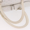 GOYARD Herringbone Boeing 55 Boston Bag PVC White Silver Auth 187047A-8