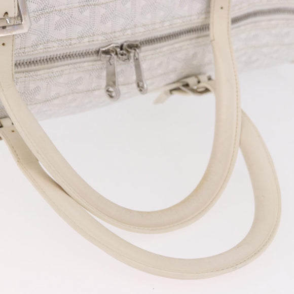 GOYARD Herringbone Boeing 55 Boston Bag PVC White Silver Auth 187047A