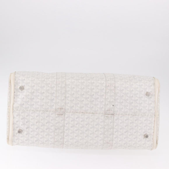 GOYARD Herringbone Boeing 55 Boston Bag PVC White Silver Auth 187047A