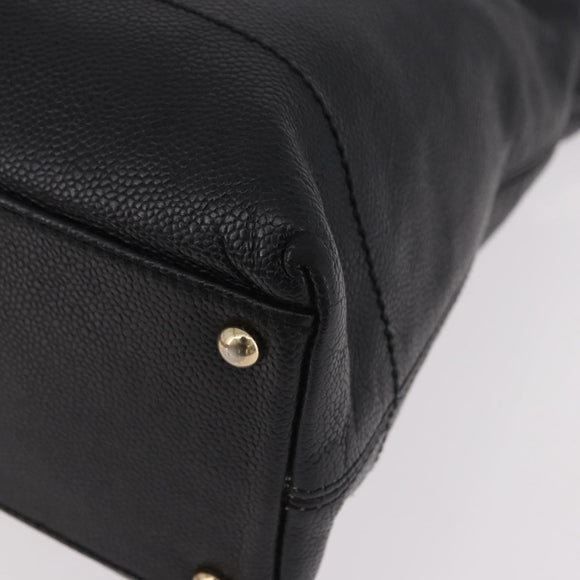 CHANEL Chain Shoulder Bag Caviar Skin Black Gold CC Auth 187048SAV