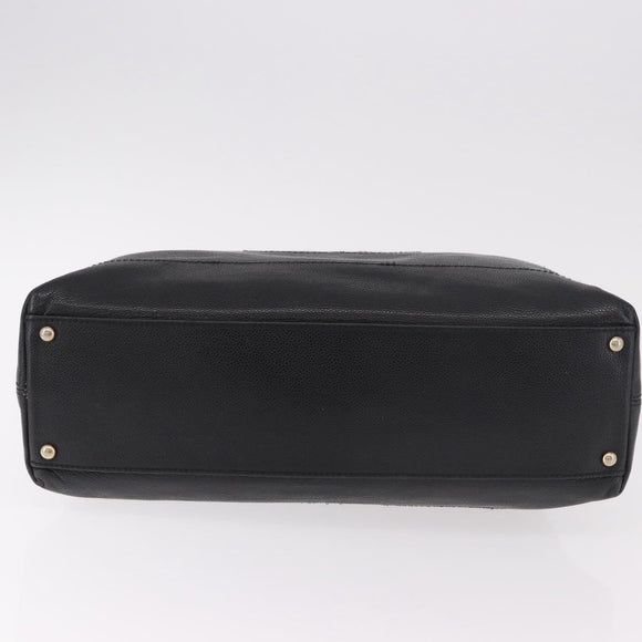 CHANEL Chain Shoulder Bag Caviar Skin Black Gold CC Auth 187048SAV