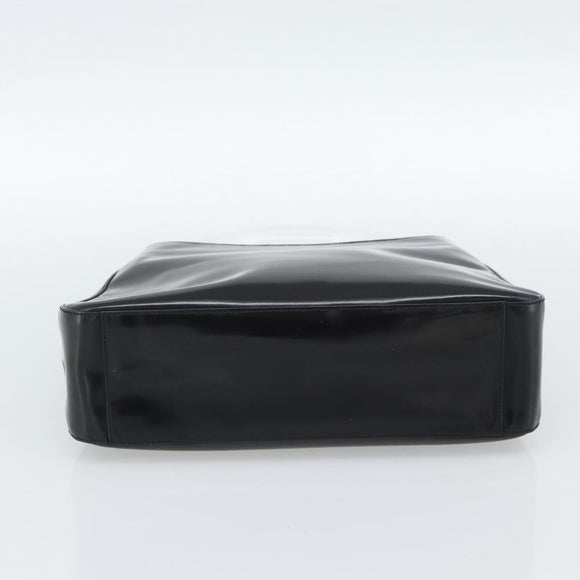 PRADA Schoudertas Leer Zwart Zilver Auth 187050A