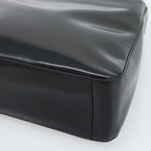 PRADA Schoudertas Leer Zwart Zilver Auth 187050A
