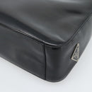 PRADA Schoudertas Leer Zwart Zilver Auth 187050A-16