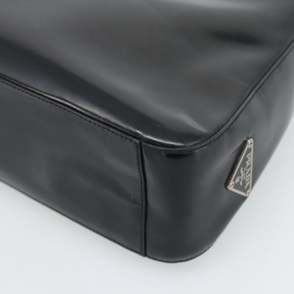 PRADA Schoudertas Leer Zwart Zilver Auth 187050A