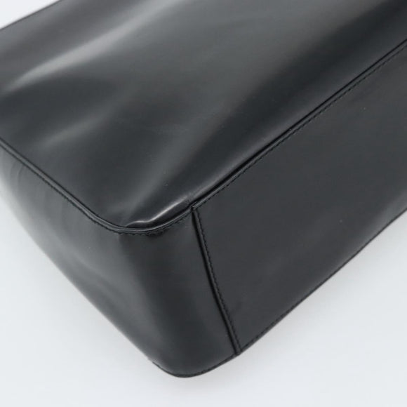 PRADA Schoudertas Leer Zwart Zilver Auth 187050A