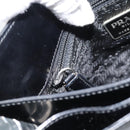 PRADA Schoudertas Leer Zwart Zilver Auth 187050A-23