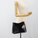 PRADA Schoudertas Leer Zwart Zilver Auth 187050A-26