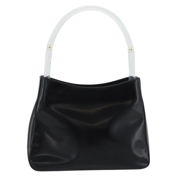 PRADA Schoudertas Leer Zwart Zilver Auth 187050A