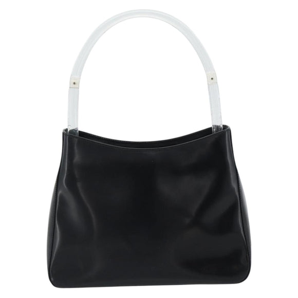 PRADA Schoudertas Leer Zwart Zilver Auth 187050A