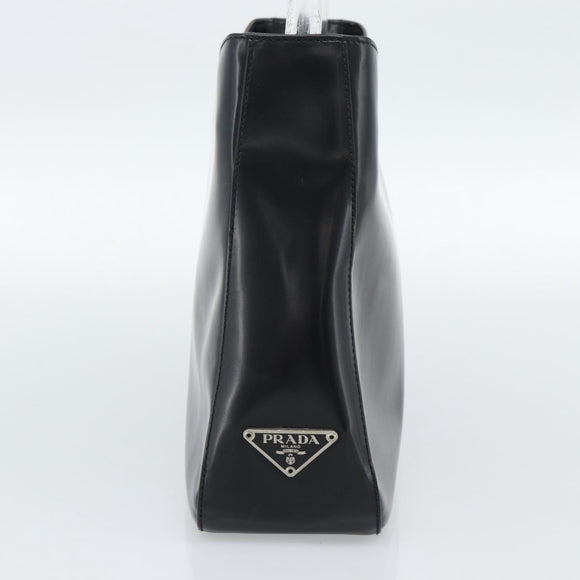 PRADA Schoudertas Leer Zwart Zilver Auth 187050A