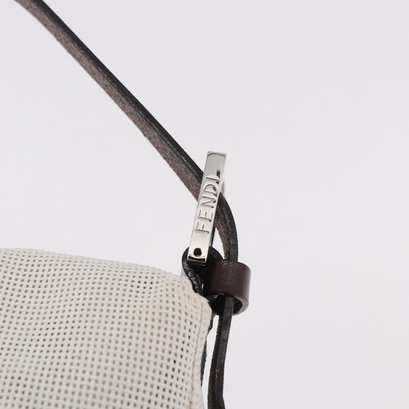 FENDI Mamma Baguette Shoulder Bag Mesh White Silver Auth 187051SAM