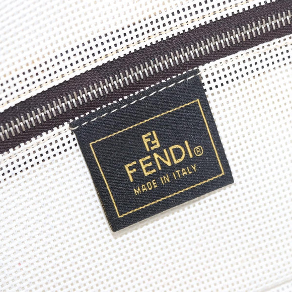 FENDI Mamma Baguette Shoulder Bag Mesh White Silver Auth 187051SAM
