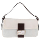 FENDI Mamma Baguette Shoulder Bag Mesh White Silver Auth 187051SAM-13