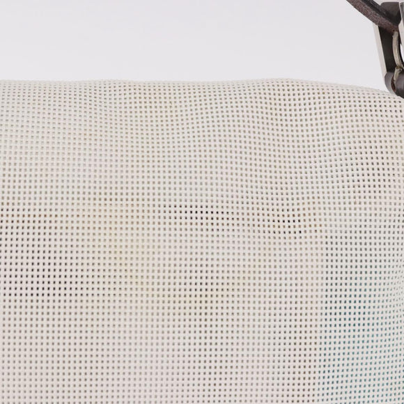 FENDI Mamma Baguette Shoulder Bag Mesh White Silver Auth 187051SAM
