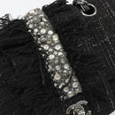 CHANEL Chain Shoulder Bag Tweed Silver Black CC Auth 187052SAM-16