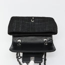 CHANEL Chain Shoulder Bag Tweed Silver Black CC Auth 187052SAM-18