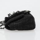 CHANEL Chain Shoulder Bag Tweed Silver Black CC Auth 187052SAM-5