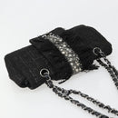 CHANEL Chain Shoulder Bag Tweed Silver Black CC Auth 187052SAM-6