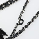 CHANEL Chain Shoulder Bag Tweed Silver Black CC Auth 187052SAM-9