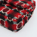 CHANEL Matelasse25 Double Flap Chain Bag Tweed Red Silver CC Auth 187053SAM-15