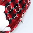 CHANEL Matelasse25 Double Flap Chain Bag Tweed Red Silver CC Auth 187053SAM-23