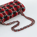 CHANEL Matelasse25 Double Flap Chain Bag Tweed Red Silver CC Auth 187053SAM-7