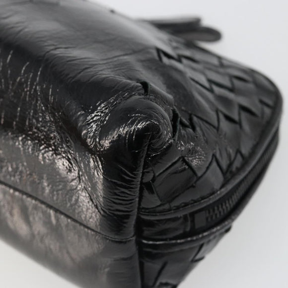 BOTTEGA VENETA INTRECCIATO Pouch Patent leather Black 132534 Auth 187055