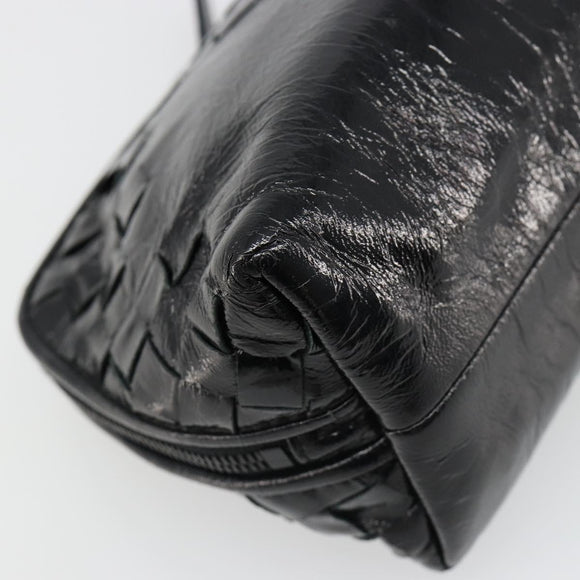 BOTTEGA VENETA INTRECCIATO Pouch Patent leather Black 132534 Auth 187055