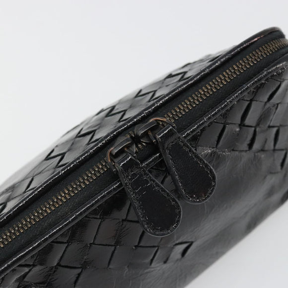 BOTTEGA VENETA INTRECCIATO Pouch Patent leather Black 132534 Auth 187055