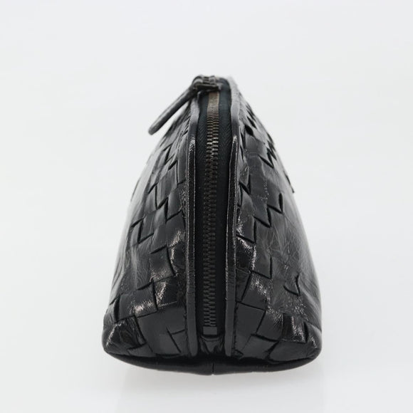 BOTTEGA VENETA INTRECCIATO Pouch Patent leather Black 132534 Auth 187055