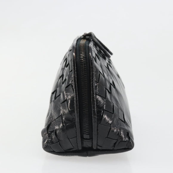 BOTTEGA VENETA INTRECCIATO Pouch Patent leather Black 132534 Auth 187055