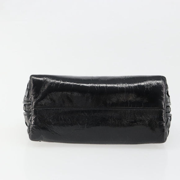 BOTTEGA VENETA INTRECCIATO Pouch Patent leather Black 132534 Auth 187055