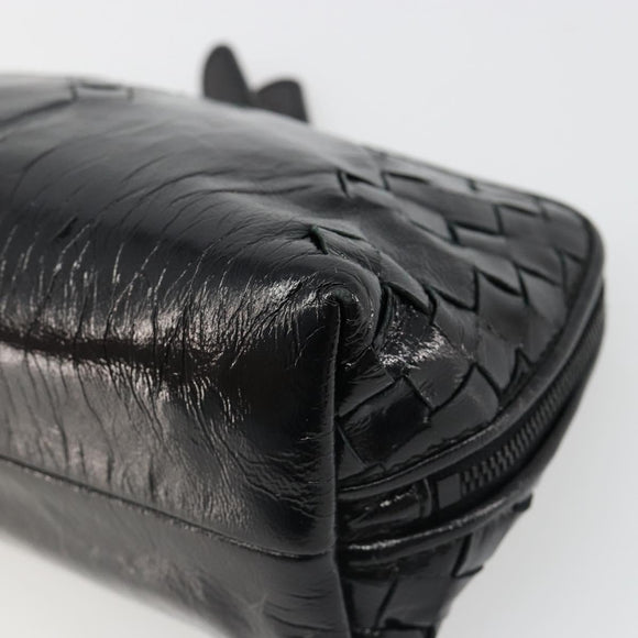 BOTTEGA VENETA INTRECCIATO Pouch Patent leather Black 132534 Auth 187055