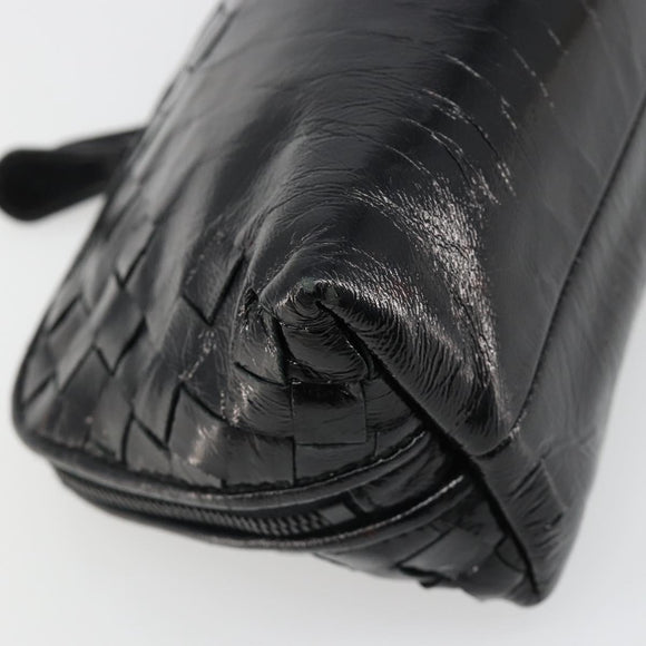 BOTTEGA VENETA INTRECCIATO Pouch Patent leather Black 132534 Auth 187055