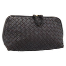 BOTTEGA VENETA INTRECCIATO Pouch Leather Brown Gold 132535 Auth 187056-1