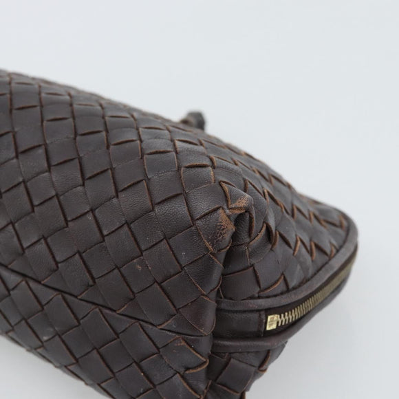 BOTTEGA VENETA INTRECCIATO Pouch Leather Brown Gold 132535 Auth 187056