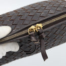 BOTTEGA VENETA INTRECCIATO Pouch Leather Brown Gold 132535 Auth 187056-8