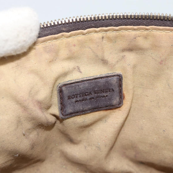 BOTTEGA VENETA INTRECCIATO Pouch Leather Brown Gold 132535 Auth 187056