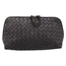BOTTEGA VENETA INTRECCIATO Pouch Leather Brown Gold 132535 Auth 187056-13