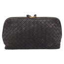 BOTTEGA VENETA INTRECCIATO Pouch Leather Brown Gold 132535 Auth 187056-2