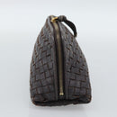 BOTTEGA VENETA INTRECCIATO Pouch Leather Brown Gold 132535 Auth 187056-3