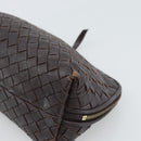 BOTTEGA VENETA INTRECCIATO Pouch Leather Brown Gold 132535 Auth 187056-7