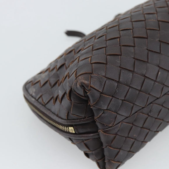BOTTEGA VENETA INTRECCIATO Pouch Leather Brown Gold 132535 Auth 187056