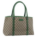 GUCCI GG Supreme Tote Bag PVC Beige Silver 114595 Auth 187057-1