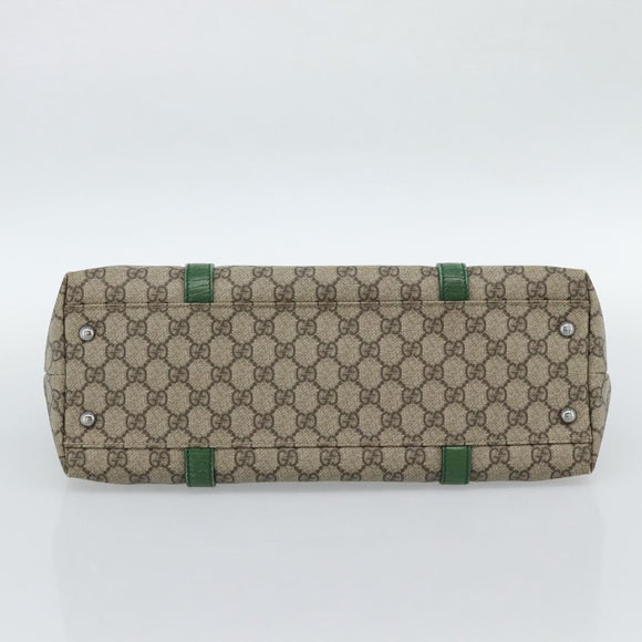 GUCCI GG Supreme Tote Bag PVC Beige Silver 114595 Auth 187057