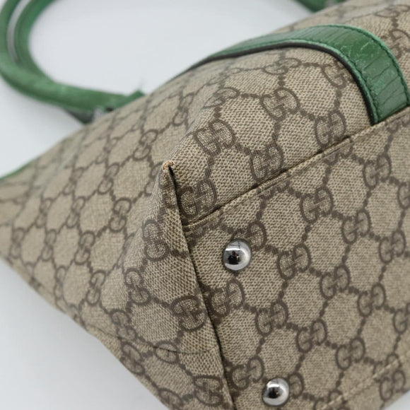 GUCCI GG Supreme Tote Bag PVC Beige Silver 114595 Auth 187057