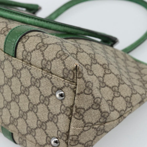 GUCCI GG Supreme Tote Bag PVC Beige Silver 114595 Auth 187057