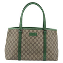 GUCCI GG Supreme Tote Bag PVC Beige Silver 114595 Auth 187057-2